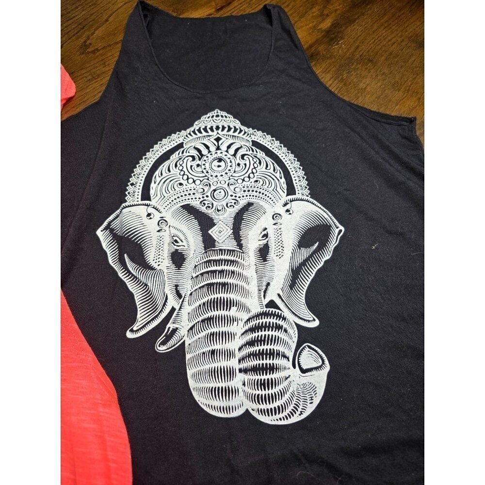 Elephant Graphic Tank Tops Set - Clearwater Beach FL Surf Style Coral & Black Sl - Picture 6 of 13